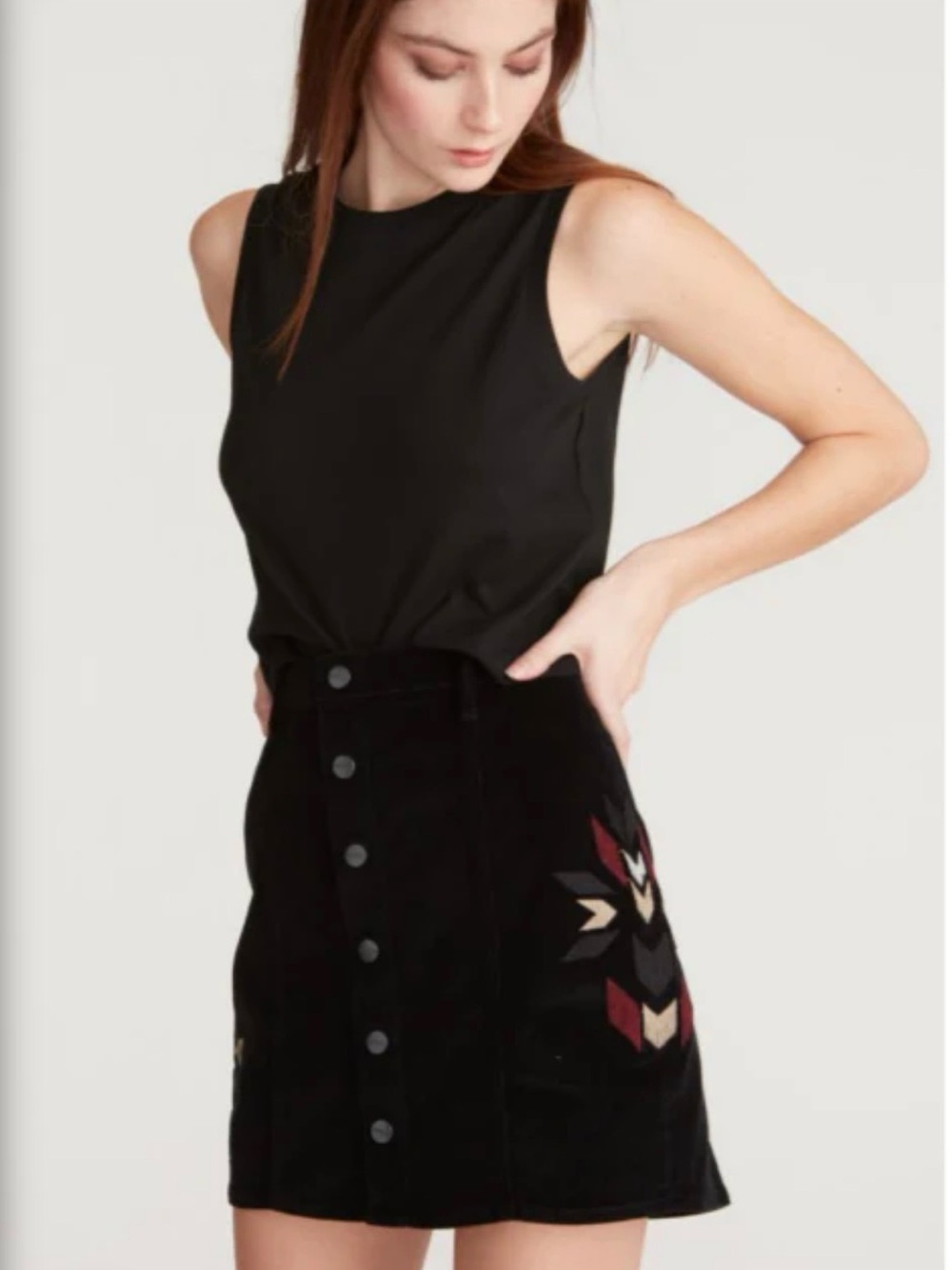 NWOT DRIFTWOOD Skylar Black Corduroy Mini Skirt